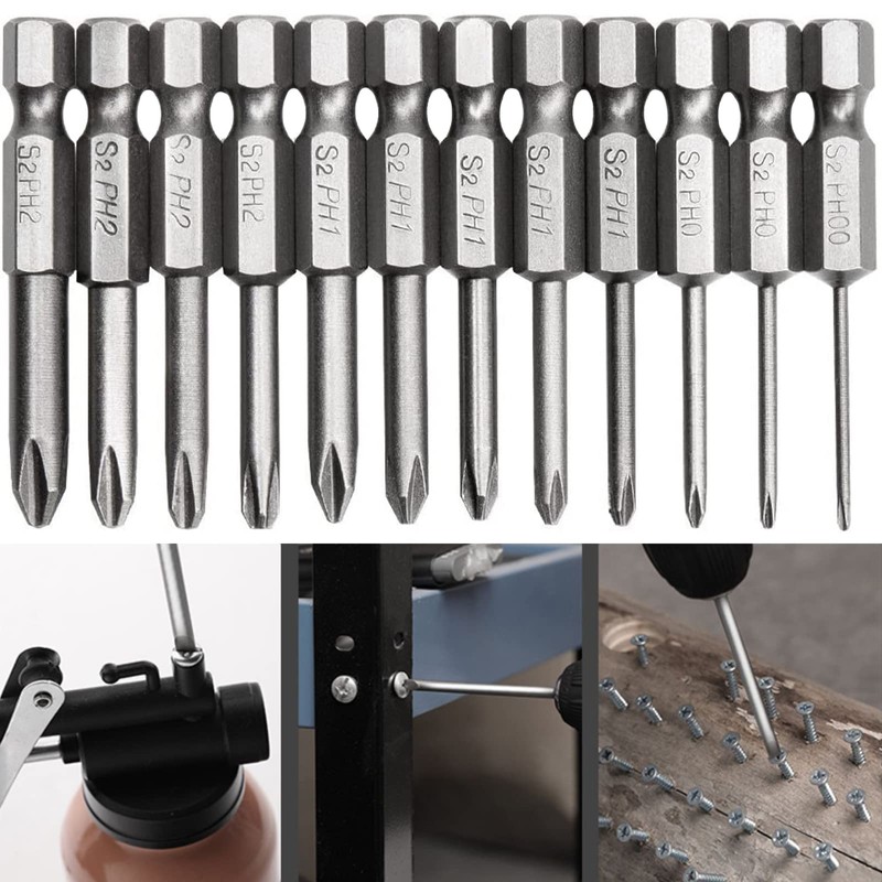 Bestgle 12 Cross Axis Phillips Screwdriver Bit, 6.35 Bit, 1