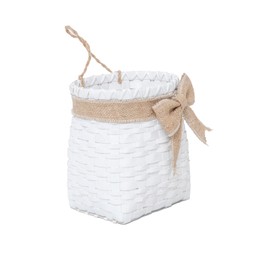 Wall Hanging Basket White Flower Basket Handmade Decorative for Front Door Farmhouse and Garden Water Hyacinth Pocket Basket 9 x 7 x 9 Inches.