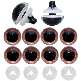 ARTCXC 20Pcs 24mm Large Safety Eyes Plastic Animal Eyes Colorful Glitter Craft Eyes with Sturdy Washers for DIY of Puppet, Bear Crafts, Plush Animal Doll Making Supplies