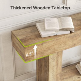 LITTLE TREE 63 Inches Long Console Table, 2-Tier Farmhouse Sofa Table Behind Couch, Large Narrow Entryway Table for Living Room, Wooden Hallway Foyer Table with Heavy Duty Base, Vintage Oak