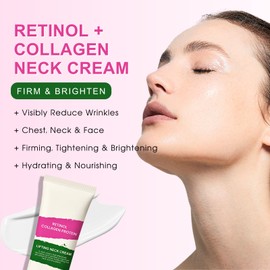 Retinol Collagen Neck Firming Cream, Tighten and Lift Neck Cream, Anti-Ageing Firming Cream for Loose Skin Saggy Skin, Face&Neck Tightening Cream, Reduces Fine Lines Double Chin, 50g