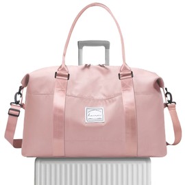 Weekend Bag, Overnight Bag Carry on Bag Holdalls Travel Bag for Women Gym Waterproof Weekender Tote Bag (Pink)
