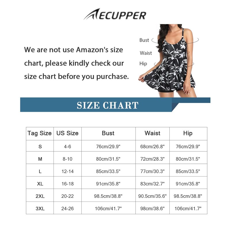 Ecupper Womens Tankini Swimwear Sets Two Piece Swimsuits Flowy Swimdress
