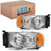 LEDKINGDOMUS Headlight Assembly, DOT-certified, Compatible with 02 03 04 05 2002-2005 Dodge Ram Pickup Truck Replacement Headlamps Chrome Housing Amber Reflector Clear Lens