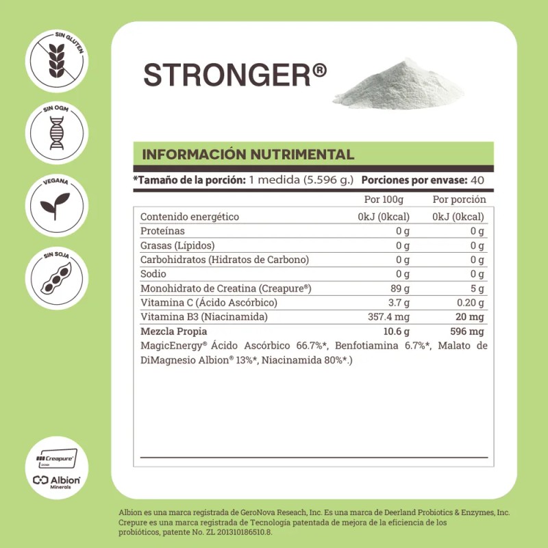 Matter Sports Stronger Creatina Con Magicenergy 40 Servs Sabor Sin