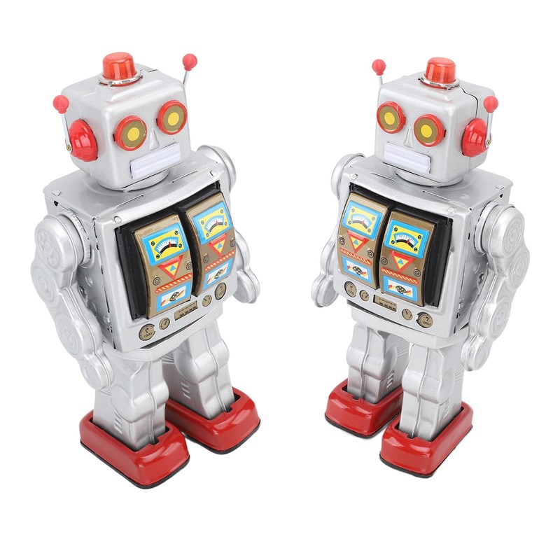 Metal Tin Robot Toy Retro Electric Rotating Figures Model Adult