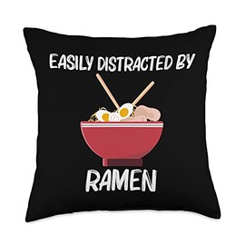 Best Ramen Gifts Tonkotsu Meat Bowl Noodle Stuff Cute Ramen Art for Men Women Miso Shoyu Japanese Soup Dish Throw Pillow, 18x18, Multicolor