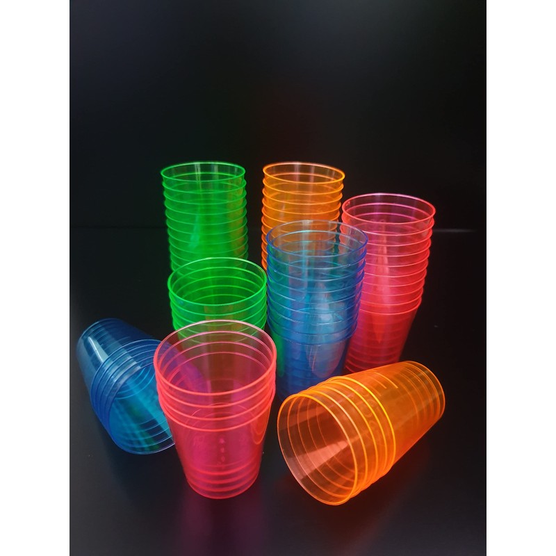 eMKay® Multicoloured Neon Hard Disposable Reusable Heavy Duty Plastic Shot