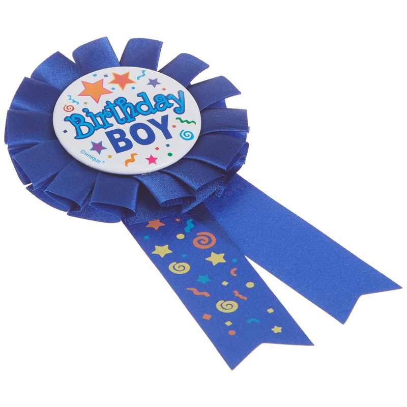 Birthday Boy Blue Fabric Award Badge - 7" (1 Pc)