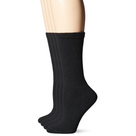 Dr. Scholl's Womens Non-Binding Crew 4 Pack Socks, Black, 4-10 US