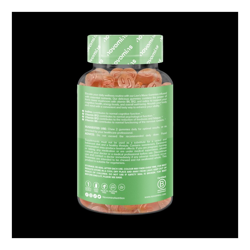Novomins Lion's Mane Vitamins 60 Gummies 30 Days Supply