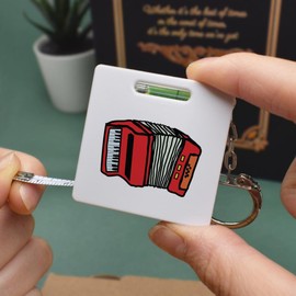 Azeeda 'Red Accordion' Keyring Tape Measure/Spirit Level Tool (KM00038485)