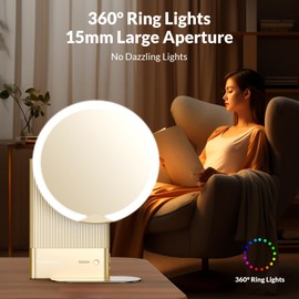 EASEHOLD Smart Vanity Makeup Mirror with Hi-Fi Bluetooth Speaker, 10000mAh Rechargeable Battery, 3 Color Lighting, 360° Ring Lights, 11-inch Large Cosmetic Mirror, Skin Test APP, Ideal Gifts Choice