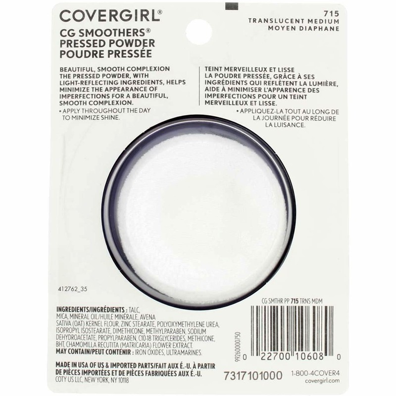 CoverGirl Smoothers Pressed Powder Foundation Translucent, Medium(N)715, 9.5 ml Packages