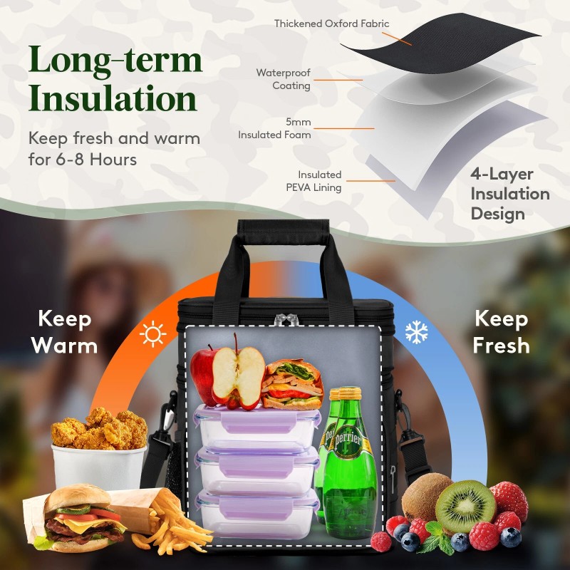 Lifewit Double Deck Tactical Lunch Box for Men, Expandable Leakproof