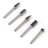 5 Pcs Rotary Burr Set Tungsten Carbide Head 10mm Steel