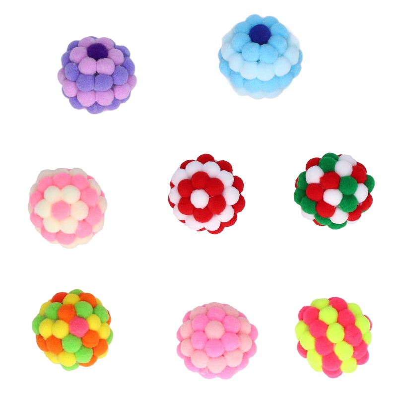 8pcs Cat Ball Toys Elastic Soft Colorful Interactive Chasing Chewing