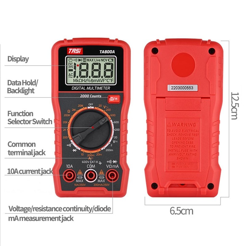 Yiko Multimeter Digital, Multitester NCV, Voltmeter Ohmmeter Ammeter TRMS 4000