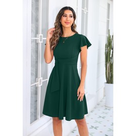 OWIN Women Vintage Cocktail Dresses 2025 Tea Party Dress Modest Wedding Guest Dress Dark Green M