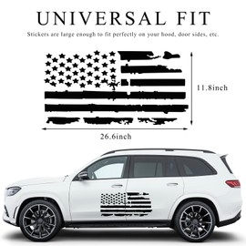Wevdn American Flag Sticker, 11.8" 23.6", Black, PVC, Modern, Waterproof, Bumper Sticker