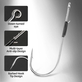 PROBITE Straight Shank Baitholder Hooks – Multi-Size Fishing Hooks for Bass, Trout & Walleye – Anti-Slip Hook Design, Freshwater & Saltwater