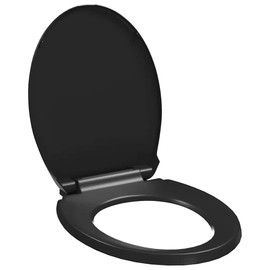 "vidaXL Soft-Close Toilet Seat in Black Polypropylene, Quick-Release Design and Durable Construction - Ideal for Home, Restaurants, and Hotels"