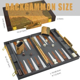 Vovotuzzi 15" Backgammon Game Backgammon Sets for Adults Leather Travel Backgammon Sets with World Map Design