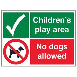 VSafety School Prohibition Signs - Childrens play area no dogs allowed - 1mm Rigid Plastic - 400 x 300mm