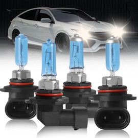 NSDXCT 9005 9006 High Performance Halogen Headlight Bulbs For Honda Civic 2004-2013 Sedan 2014-2015 Light Bulbs 9005 High Beam+9006 Low Beam Combo, 300% More Brightness 5000K, 4PCS