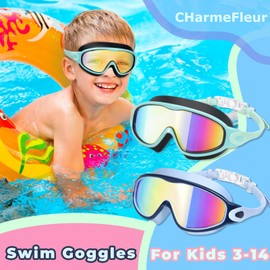 CharmeFleur 2 Pack Swimming Goggles for Children 3 15 Years UV Protection Anti-Fog Pool Water Swimming Goggles for Boys Girls Teenagers