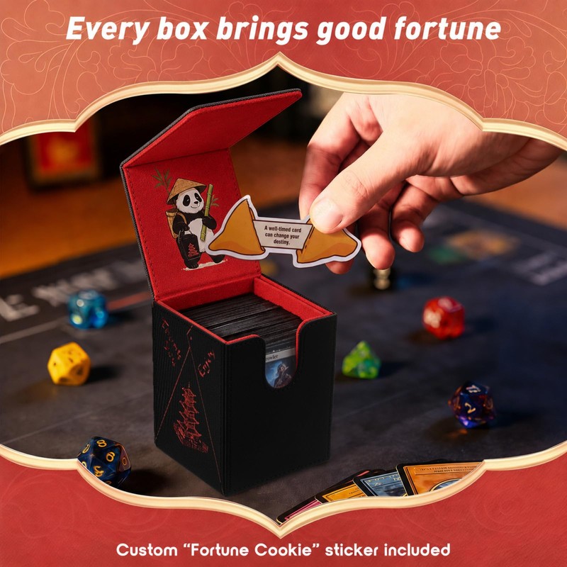 Chinese Takeout Deck Box Fits 35+ Toploader (Black and Red)