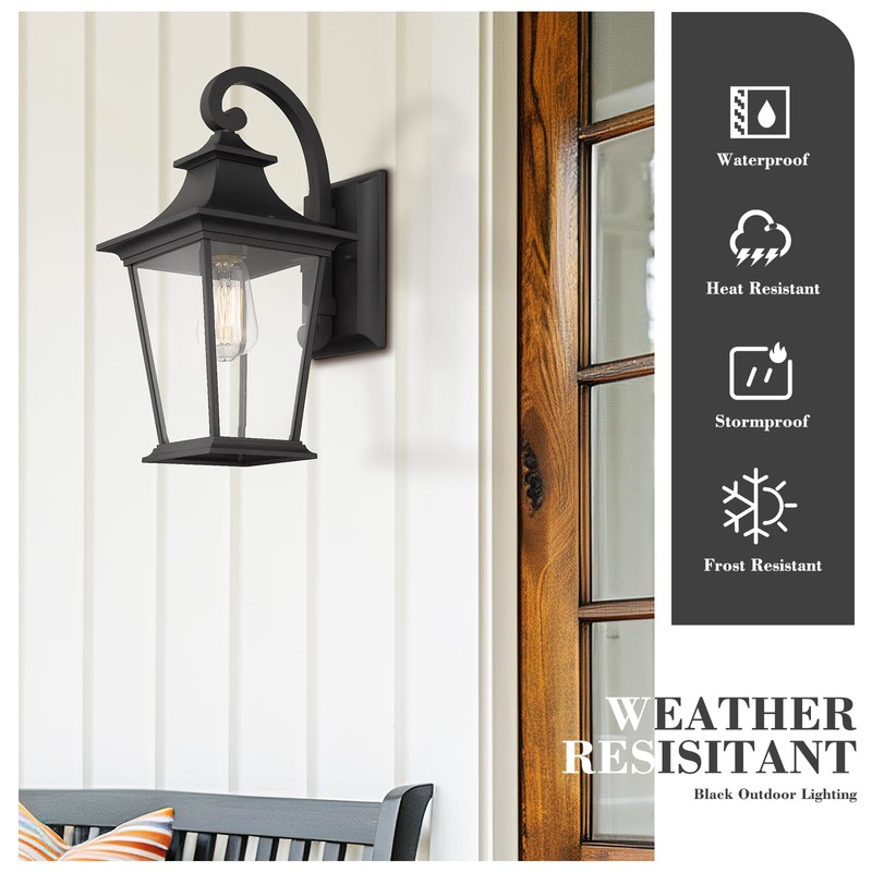 Emliviar Outdoor Wall Lantern, 1-Light Exterior Wall Mount Light with