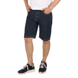 Schuerzenfabrik Men's Short Denim Shorts in 5-Pocket Design, Also as Cargo Jeans, Shorts 100% Cotton, 2 Colours, 2 Models, darkblue