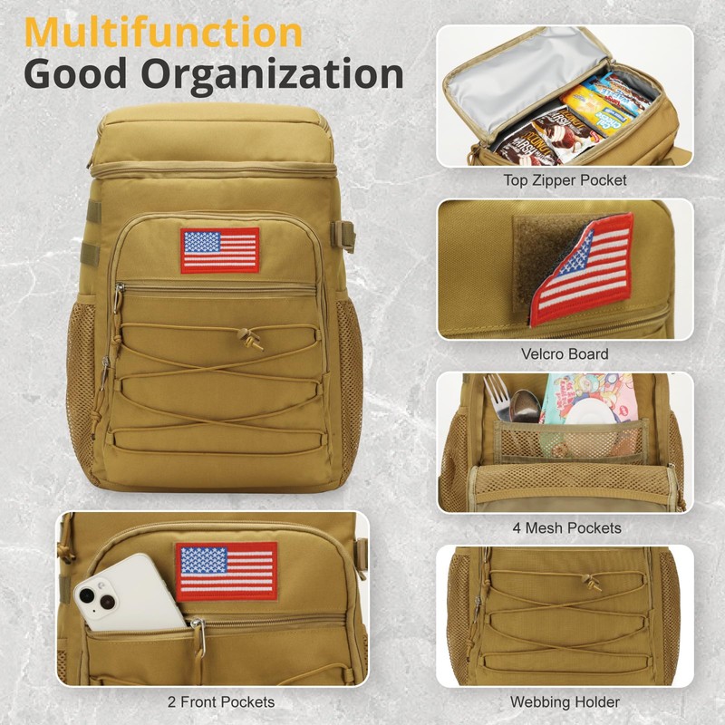 Tactical Backpack Cooler, 25L Cooler Backpack Insulated Leak-Proof, Heavy Duty