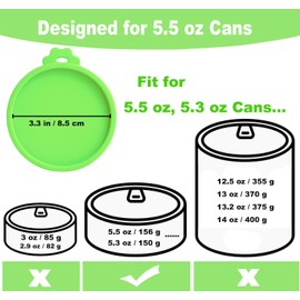 Comtim Cat Food Can Covers Lids for 5.5 oz Cans, 2 Pack Silicone Cat Food Can Lids for 5.5 oz 5.3 oz Cans...Pet Food Can Covers Reusable Can Toppers Savers for Wet Food (Green)