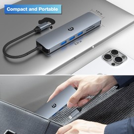 oditton 6 in 1 USB C Hub, Cutting-Edge USB C to USB Adapter offering 4K HDMI, 3 USB 3.0 Ports, and SD/TF Card Slot, Designed for New MacBook Pro/Mac Air and More Type C Devices