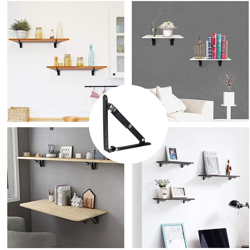 Generic 2 Pack Shelf Brackets 150mm Collapsible Wall Bracket Foldable
