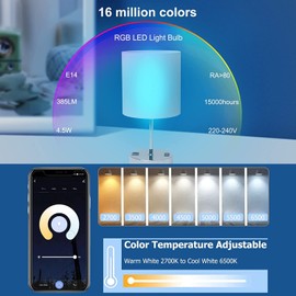 ANTELA Alexa Light Bulb E14 4.5 W LED Smart WLAN RGB Cool White Warm White