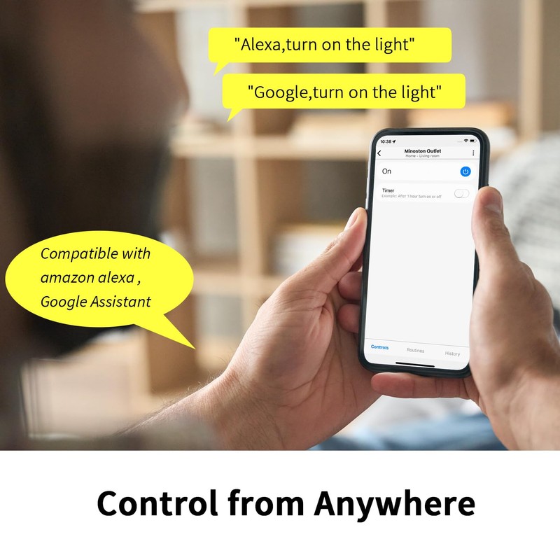 Minoston Z-Wave Plug Outlet 800 Series, Zwave Mini Smart Plug