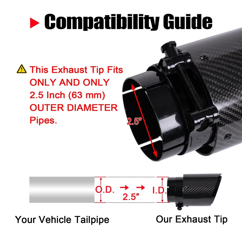 Carbon Fiber Exhaust Tip 2.5" Inlet to 4"Outlet, Universal Tailpipe