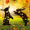 Rabbit Metal Garden Stakes Decorative,2 Pack Black Jump Rabbit Silhouette