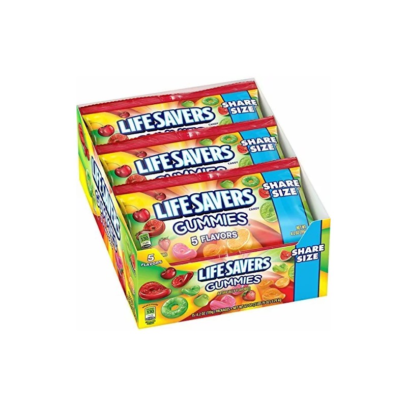 Lifesavers Gummies Five Flavor Pouches, 4.2 Ounce (Pack of 15)