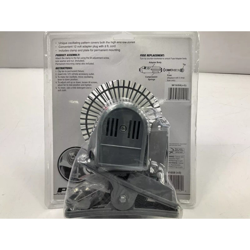 Performance Tool W1658 12V Clamp On 6" Oscillating Fan For