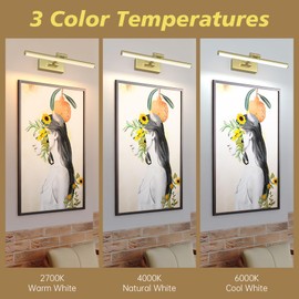 TOPPORTED Picture Light Battery Operated,‎15.7 Inch Dimmable Art Lights for Paintings Wireless,3CCT Rechargeable Picture Lights for Wall,Light Over Picture Frame for Gallery,Bedroom,Hallway with Timer