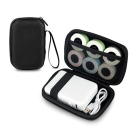 vretti Label Maker Case for HP2 Label Printer, Travel Bag for Mini Printer, Protective Case, Easy to Store and Carry, Easy to Store Your Printer, Band, USB Line (Bag Only), Black