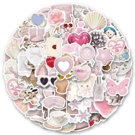 WQOWEHI 120-Pack Coquette Stickers, Pink Coquette Aesthetic Sticker Decal, Vinyl Pink Stickers for Laptop Water Bottle Skateboard Luggage Toy - Coquette Room Decor Retro, Coquette Accessories
