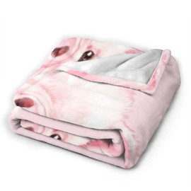 Knsoiv Cute Flannel Plush Throw Blanket, Sneaky Baby Pink Pig Cute Animal Family Pet Throw for Better Relaxing, Wrinkle-Resistant Air Conditioning Blanket 60"X50"