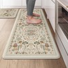 KIMODE Anti Fatigue Kitchen Mats 20"x47"+20"x32", Boho Memory Foam Kitchen Floor Mats Non Slip, Beige Kitchen Mats for Floor, Waterproof Standing Mats for Laundry Office Sink Desk