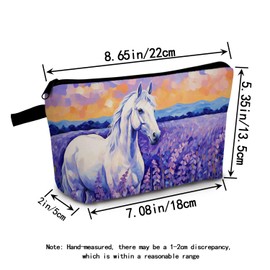 MoCaliduccious White Horse Makeup Bag Small Travel Zipper Cosmetic Bag Horse Gifts for Horse Lovers Birthday Gift for Women Friends