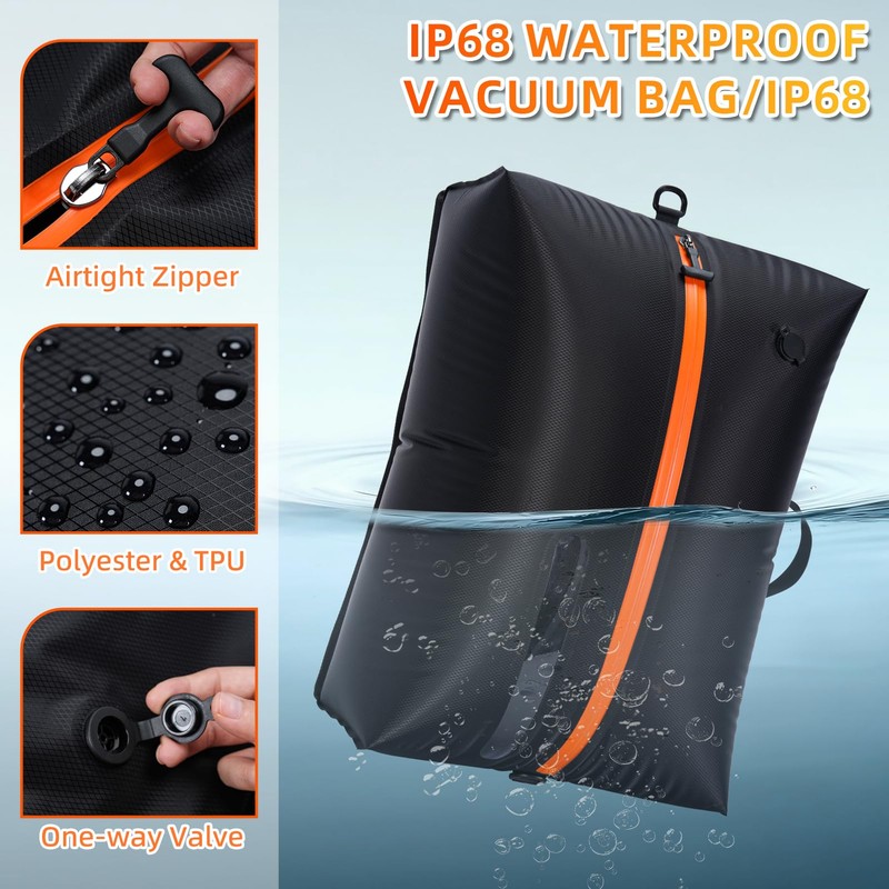 Large Travel Vacuum Storage Bag with Wireless Pump, 44L Compression